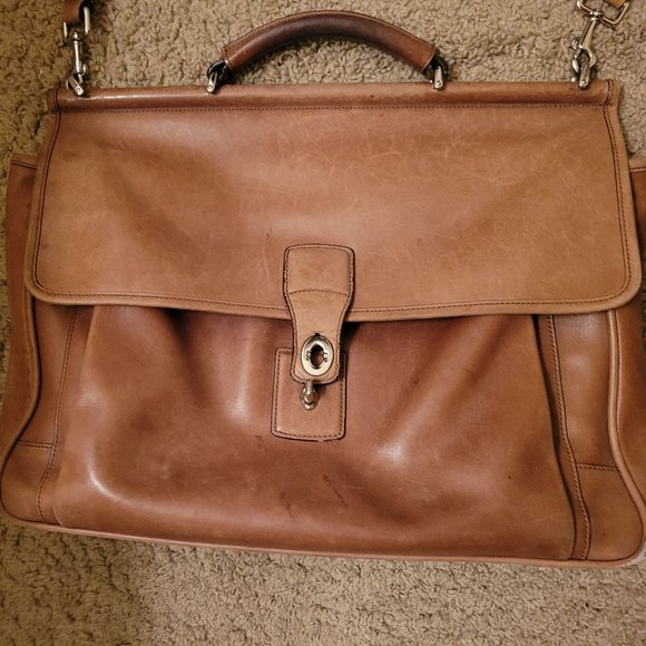 Vtg Coach 6457 British Tan Lexington Lap Top Work Bag - Picture 1 of 12